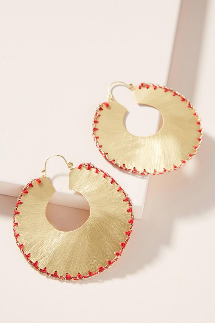 Anthropologie Julie Stitched Hoop Earrings