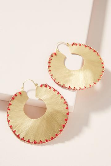 Anthropologie Julie Stitched Hoop Earrings