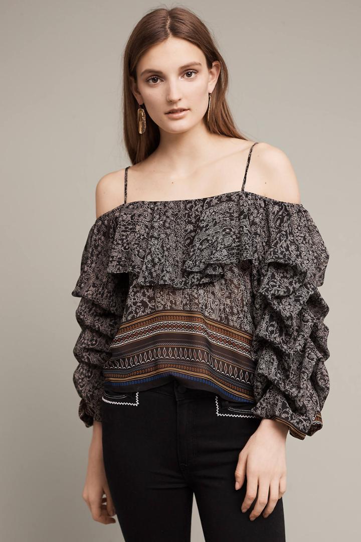 Misa Lisle Open-shoulder Blouse