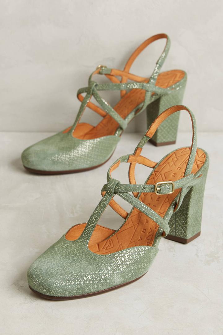 Anthropologie Hl Closed Toe T Strap Met