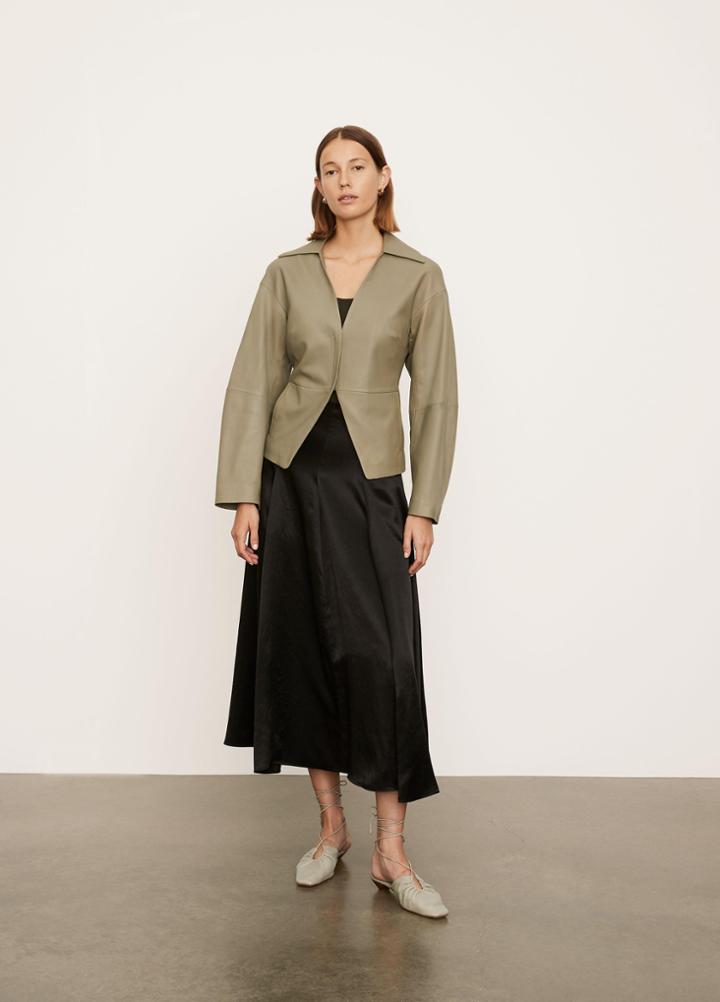 Vince Leather Cinched Shirt Jacket