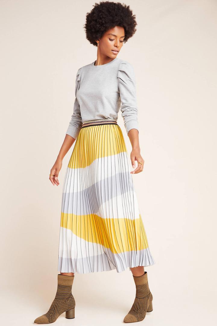 Eva Franco Pleated Geo A-line Skirt