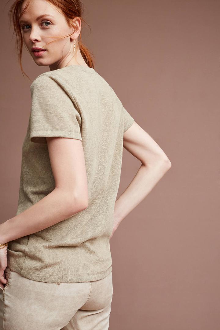 Moon River Caprenia Embroidered V-neck Tee