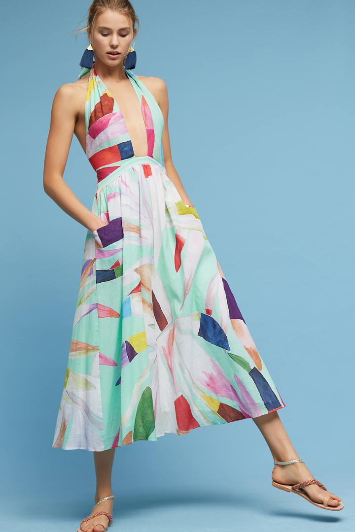Mara Hoffman Miami Halter Cutout Midi Dress