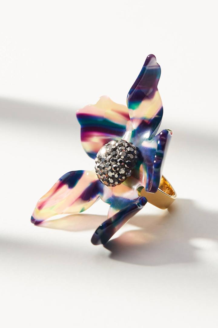 Lele Sadoughi Crystal Lily Ring