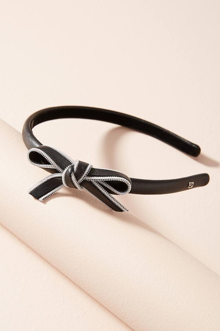 Alexandre De Paris Petite Leather Bow Headband