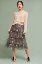 Eva Franco Swan-embellished Tulle Midi Skirt