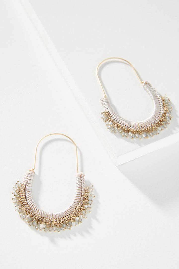 Anthropologie Halen Fringed Hoop Earrings
