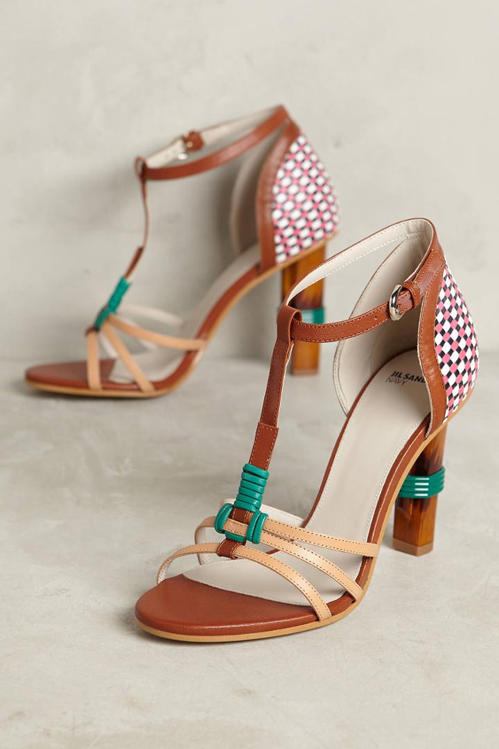 Jil Sander Navy Tapered T-strap Heels