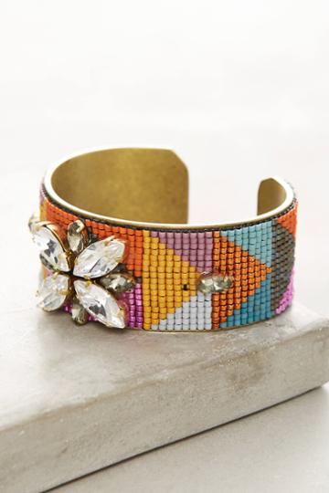 Jill Golden Symmetry Beaded Cuff Bracelet