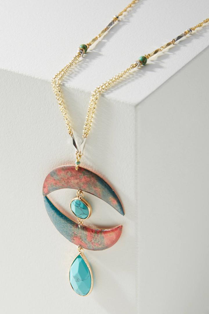 Anthropologie Abstract Eye Pendant Necklace