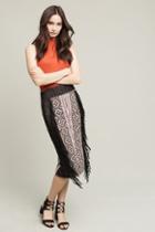 Byron Lars Fringe Panel Pencil Skirt