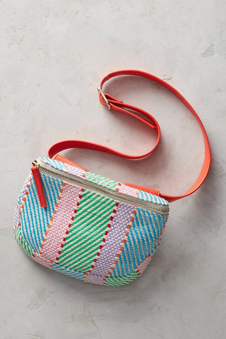 Anthropologie Striped Raffia Waist Pack