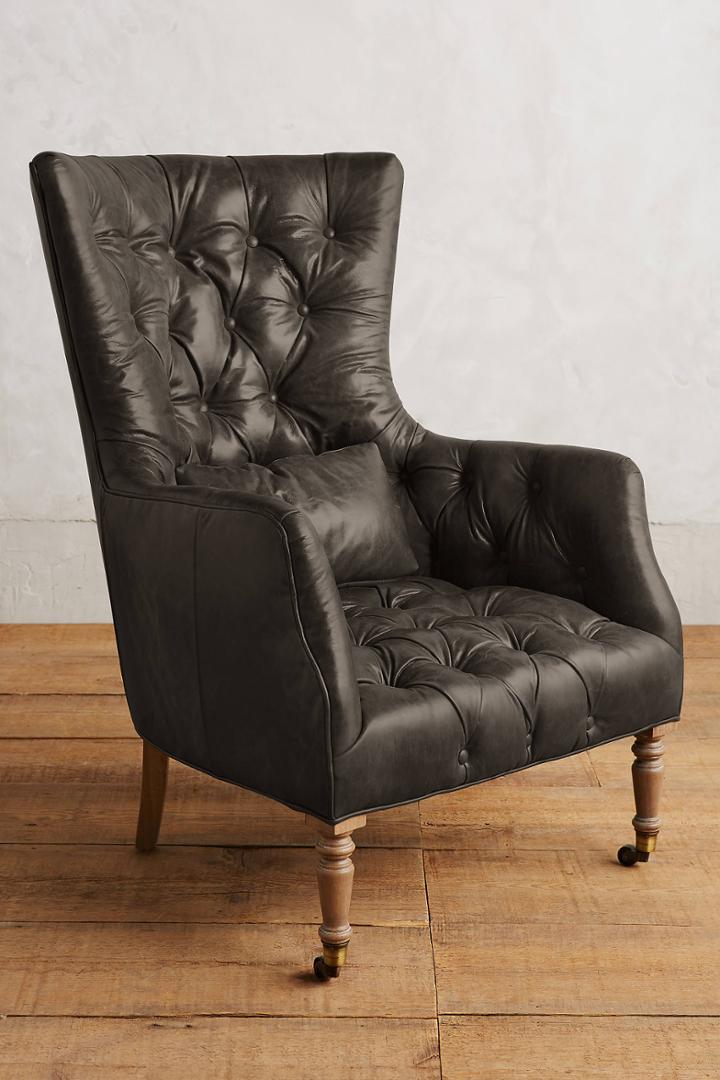 Anthropologie Leather Tufted Julienne Chair