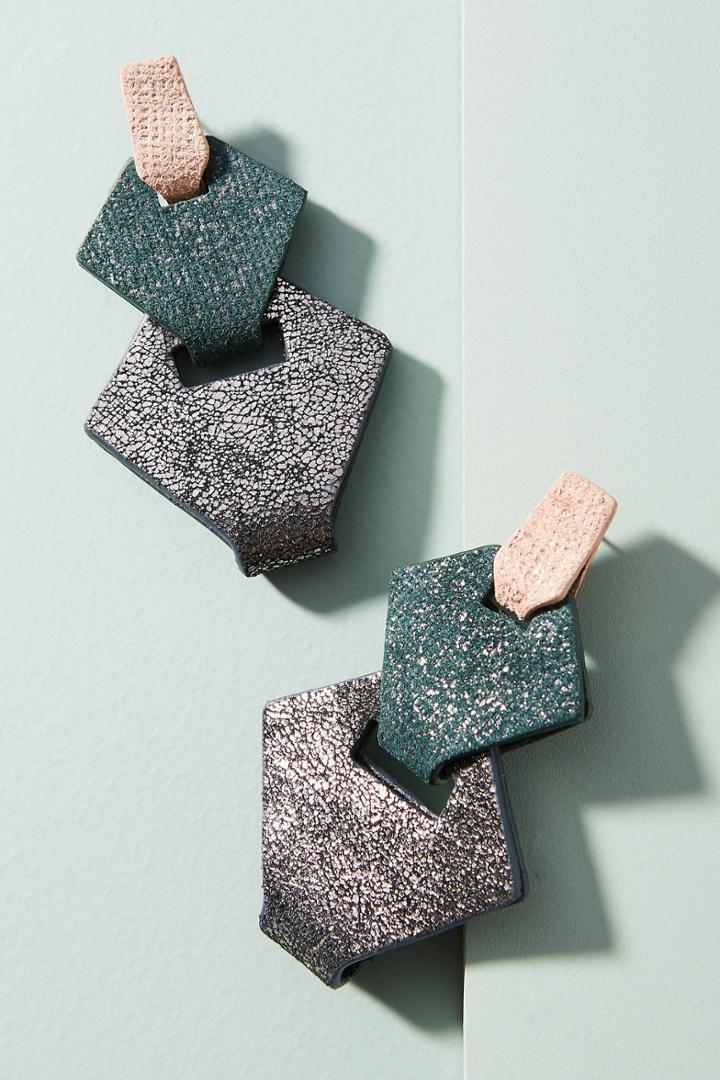 Nora Lozza Leather Link Drop Earrings