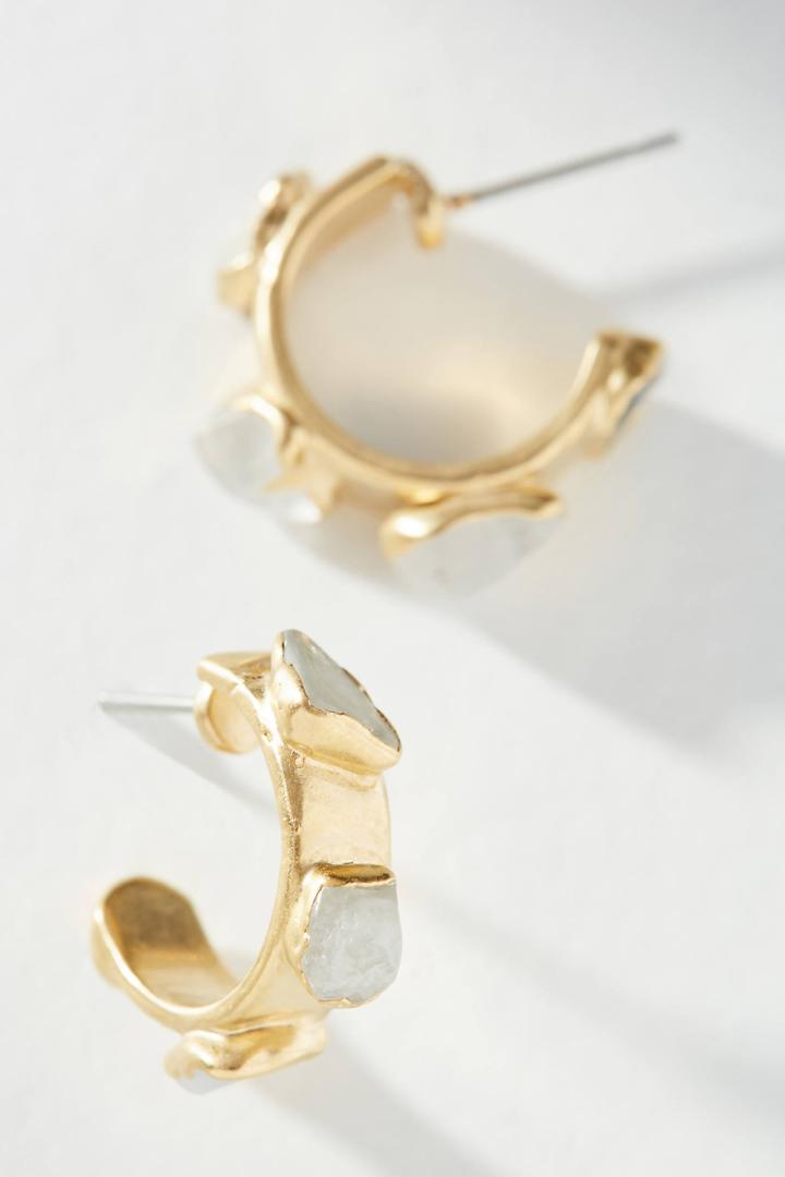 Dani Barbe Raw Moonstone Hoop Earrings
