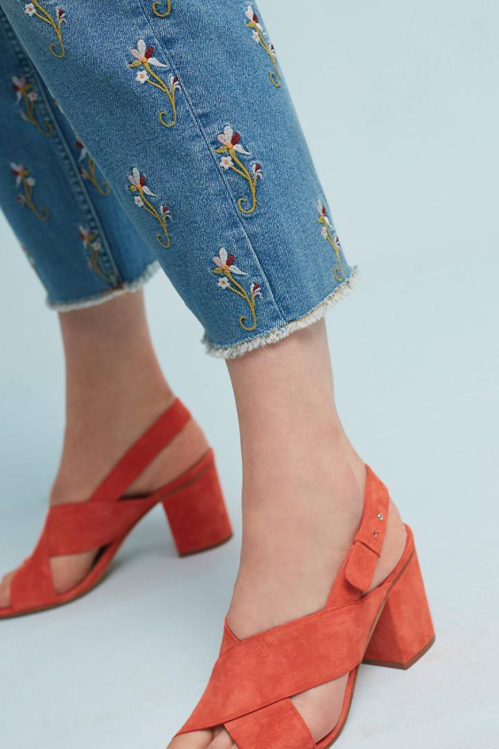 Pilcro And The Letterpress Pilcro Embroidered High-rise Straight Jeans