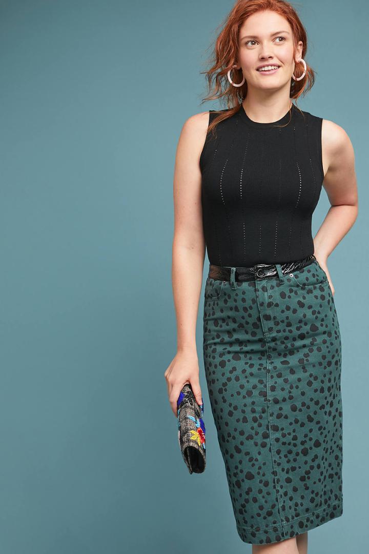 Rachel Antonoff Painterly Dotted Pencil Skirt
