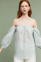 Ottod'ame Corrine Pinstripe Off-the-shoulder Blouse