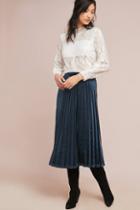 Just Female Pleated Velvet Midi Skirt