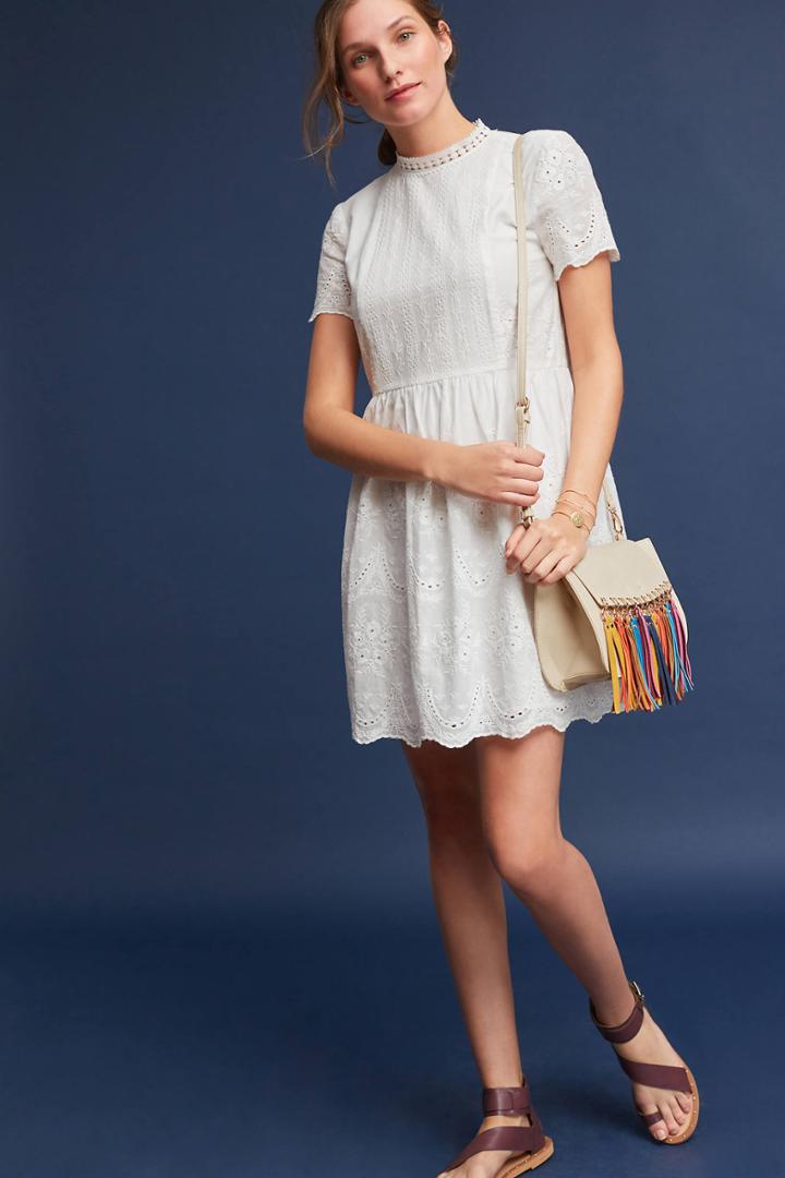English Factory Mock Neck Eyelet Dress