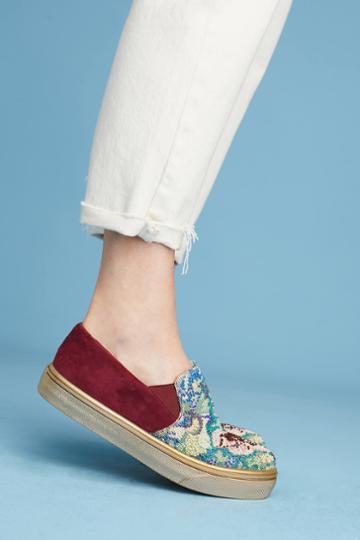Coral Blue Beaded Sneakers