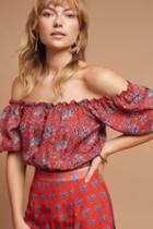 Carolina K Phoenicia Silk Off-the-shoulder Cropped Top