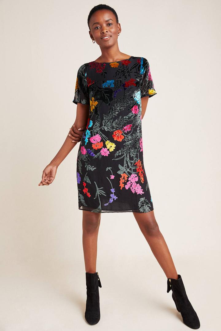 Maeve Alisa Burnout Velvet Tee Dress