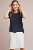 Akemi + Kin Embroidered Boat Neck Top