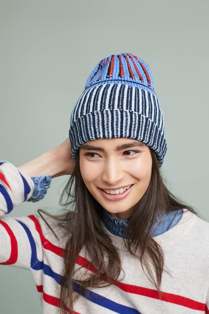 Anthropologie Happy Striped Beanie