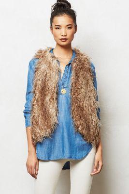 Anthropologie Downy Fur Vest