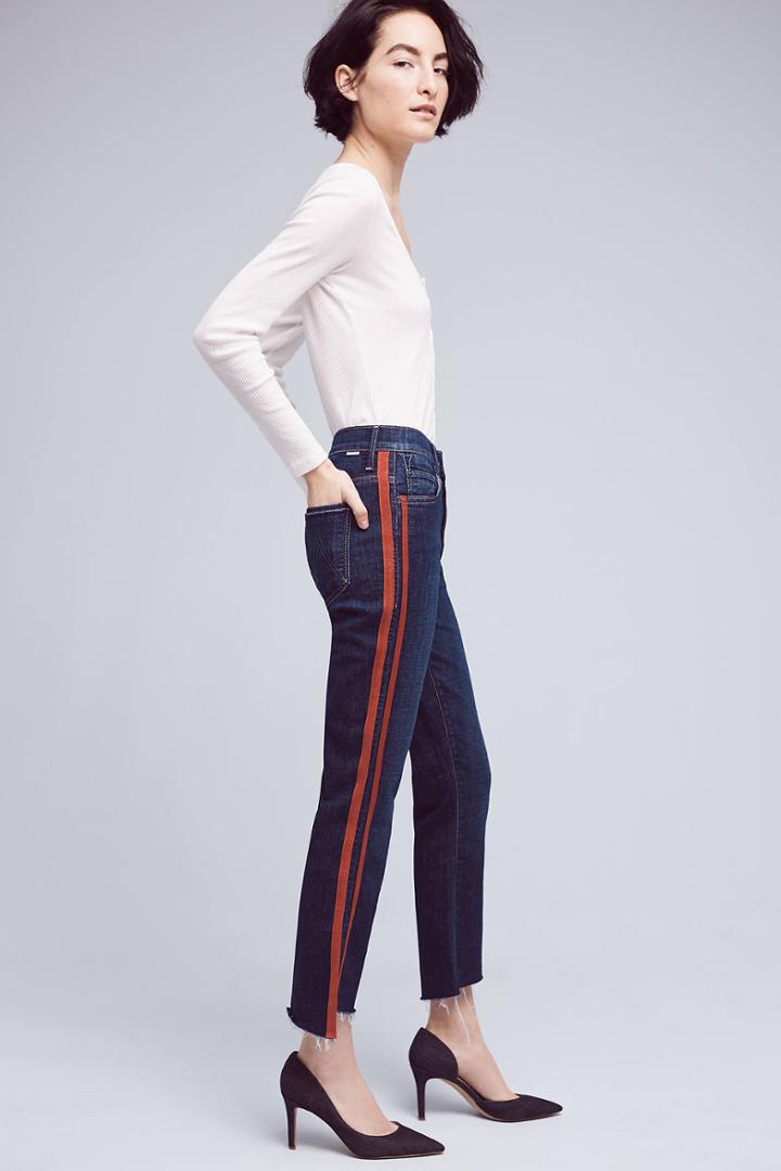 Mother Insider Crop Step Fray High-rise High-low Jeans