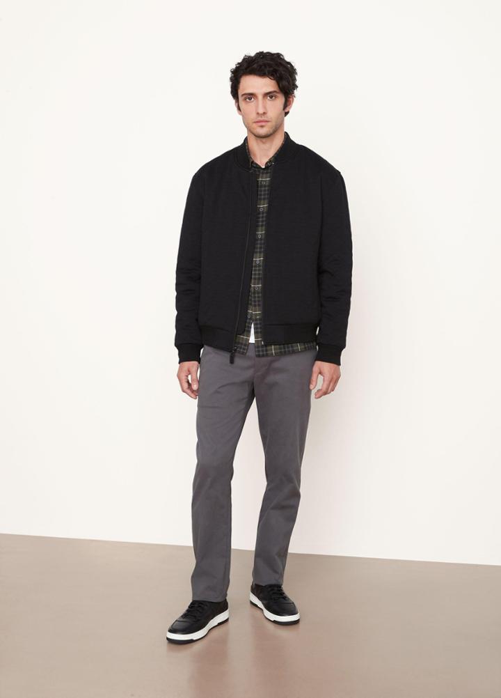 Vince Quilted Mixed Media Bomber Jacket