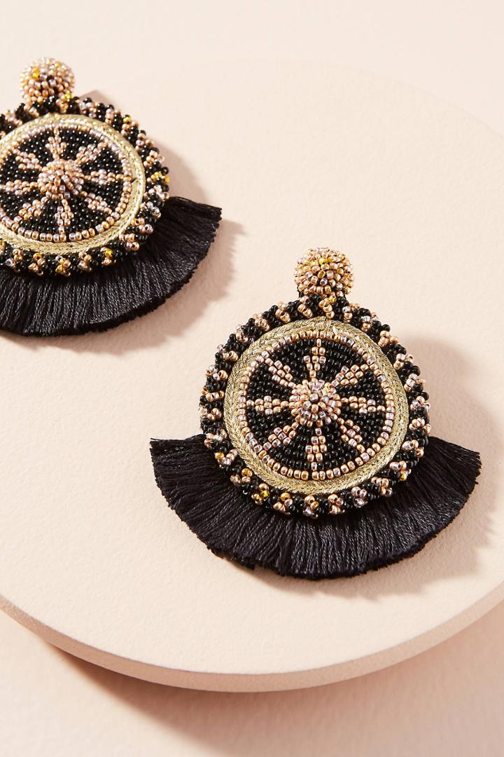 Olivia Dar Havana Beaded Tassel Drop Earrings