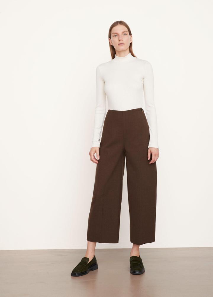 Vince Double Wool Cropped Wide Leg Pant