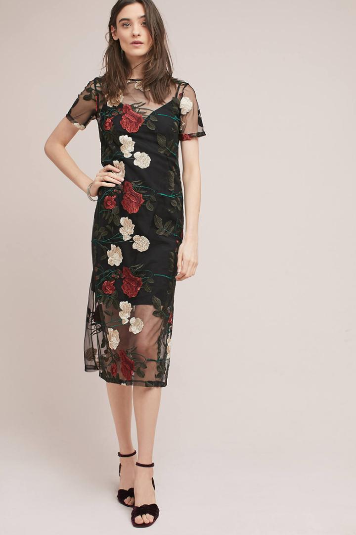 Seen Worn Kept Floral Embroidered Midi Dress