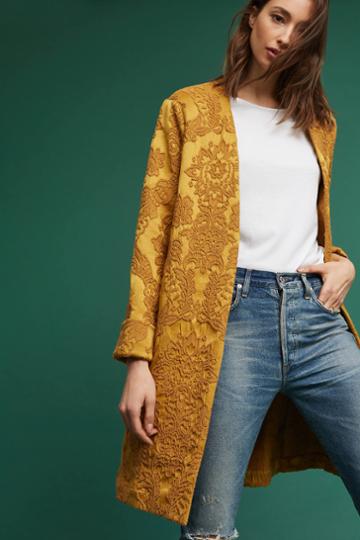 Miranda Dunn Ochre Jacquard Coat