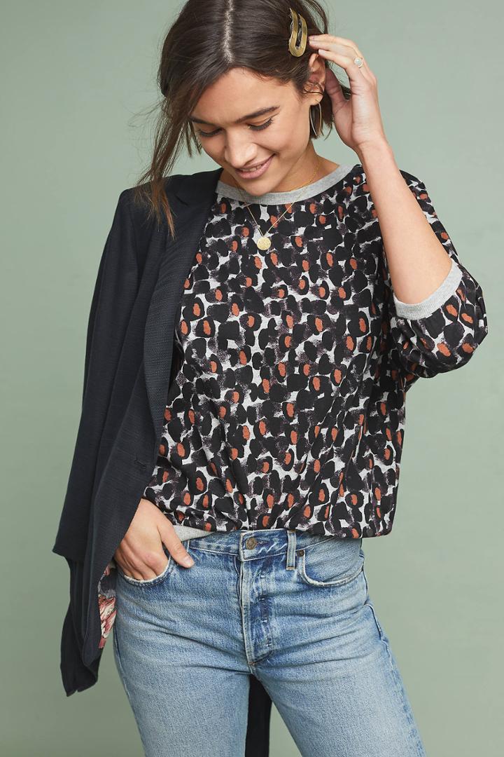 Numph Trimmed Leopard Pullover