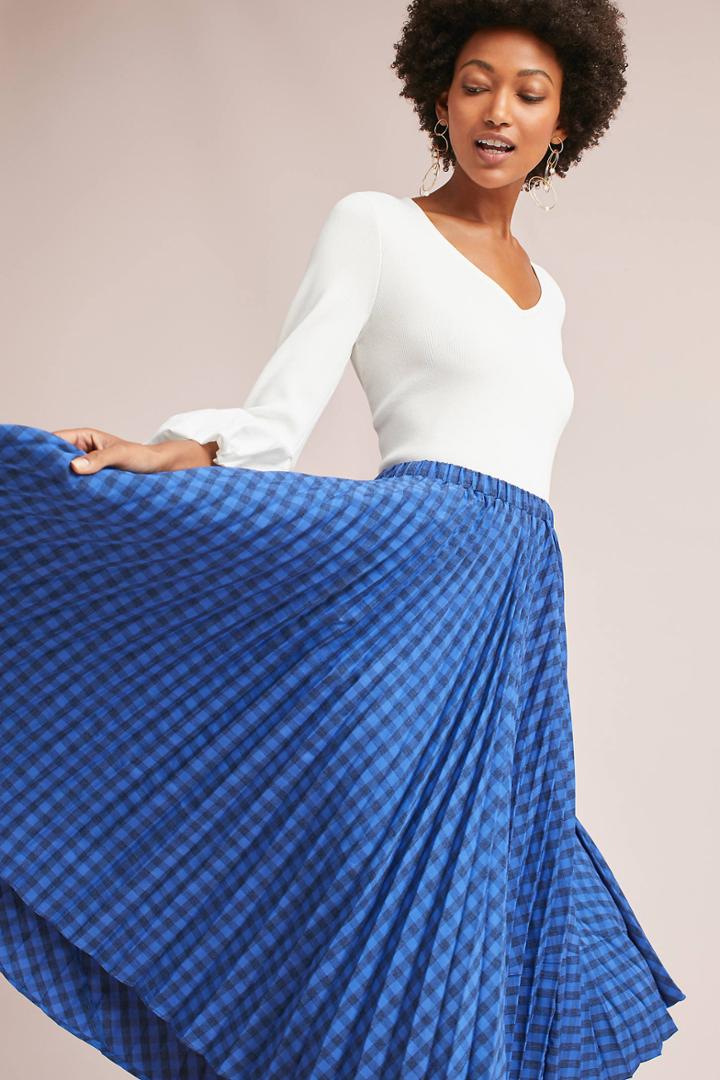 Anthropologie Tonal Gingham Skirt