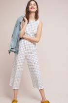 Anthropologie Windowpane Cropped Jumpsuit