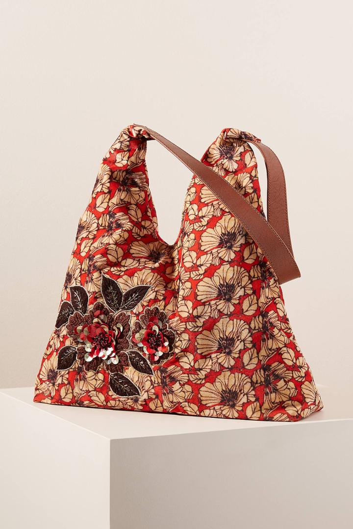 Anthropologie Tara Velvet Tote Bag