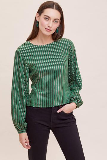Miranda Dunn Metallic Striped Blouse
