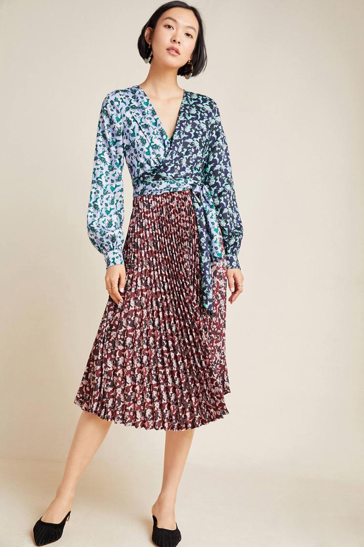Delfi Camille Pleated Midi Dress