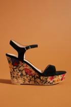 Anthropologie Floral-printed Cork Wedge Sandals