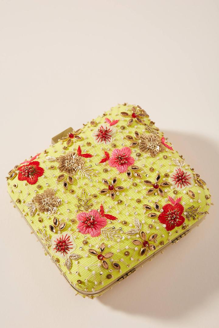 Anthropologie Whimiscal Garden Beaded Square Clutch