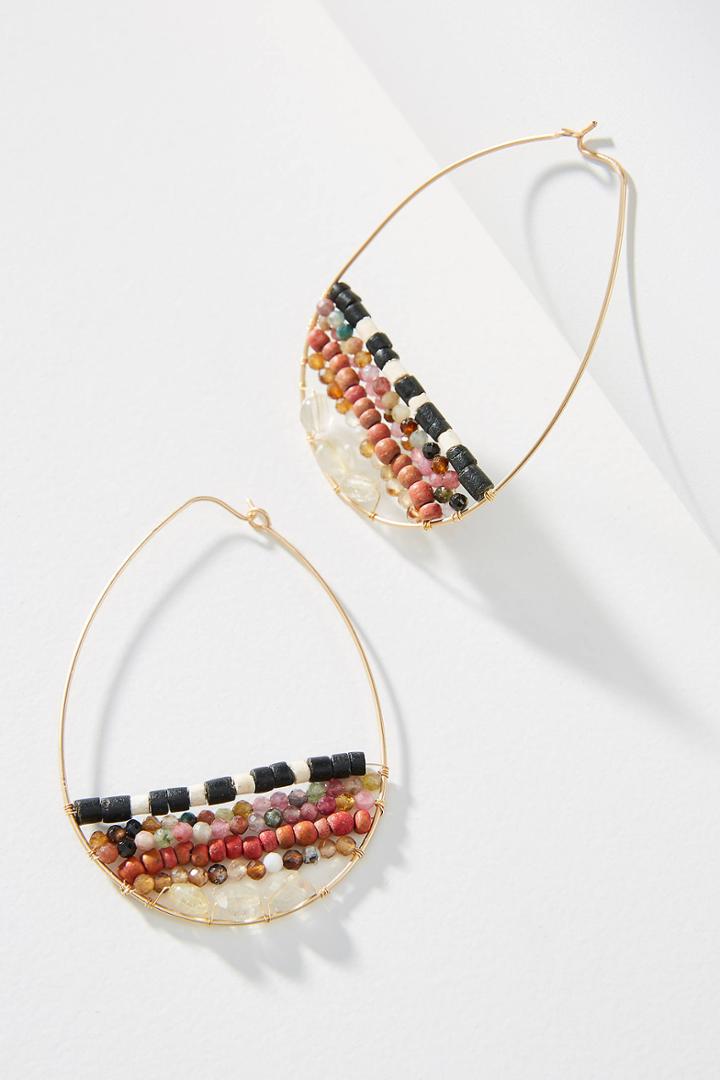 Anthropologie Phoebe Beaded Hoop Earrings