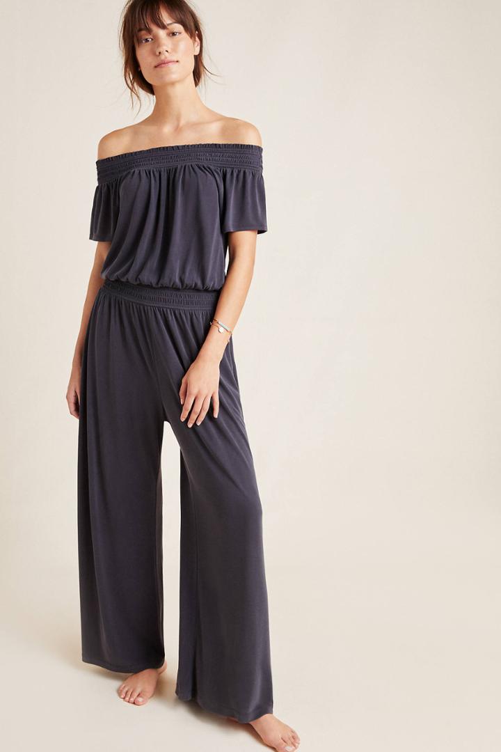 Anthropologie Rebecca Smocked Jumpsuit