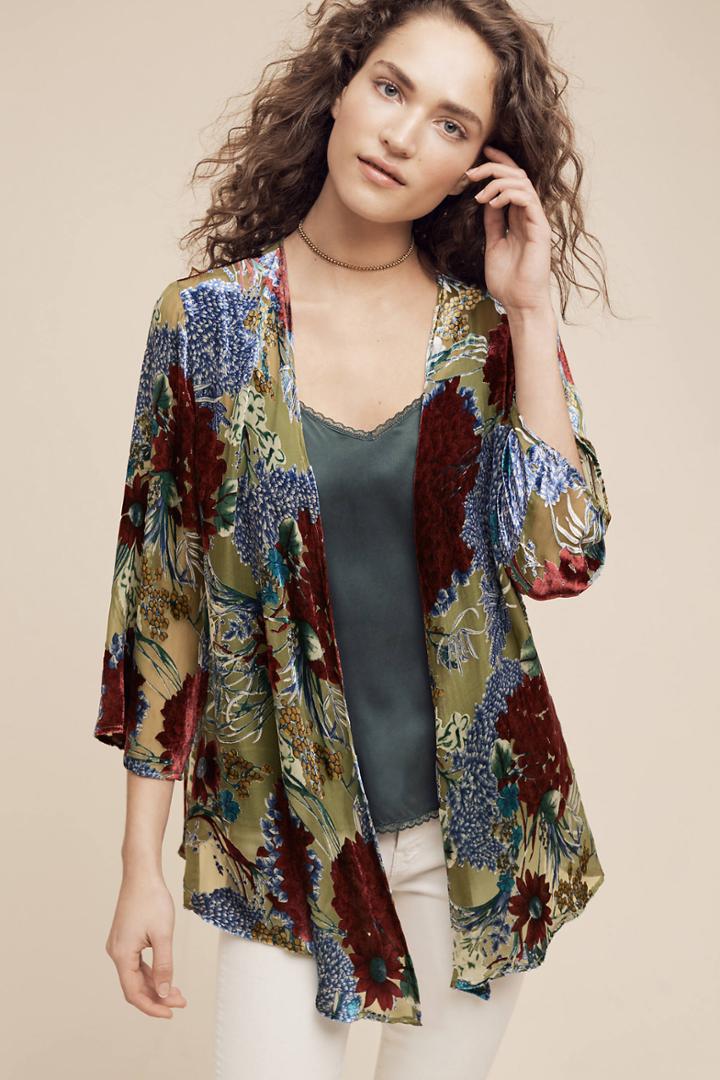 Anthropologie Kimono Velvet