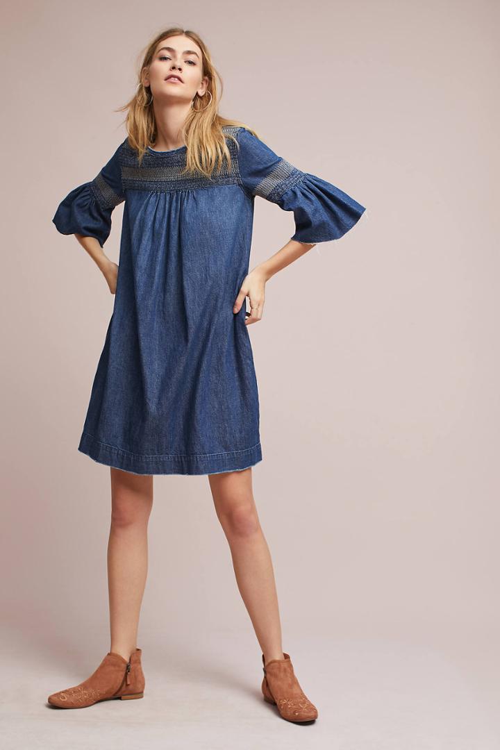 Current/elliott Current/elliot Embroidered Denim Tunic Dress