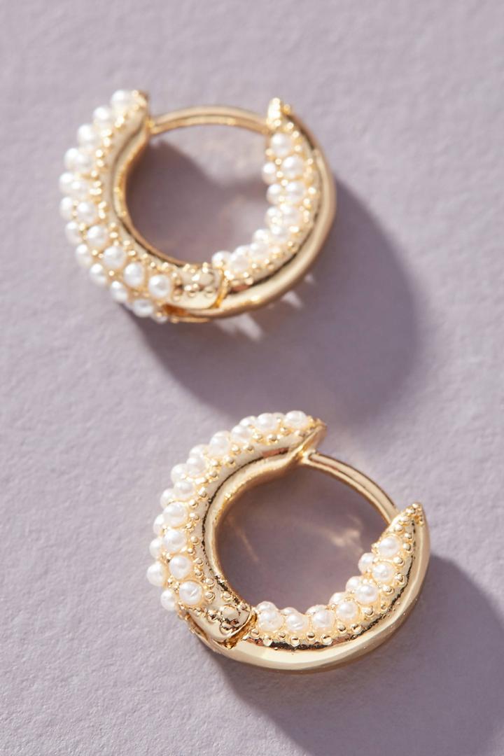 Anthropologie Rhinestone Huggie Hoop Earrings